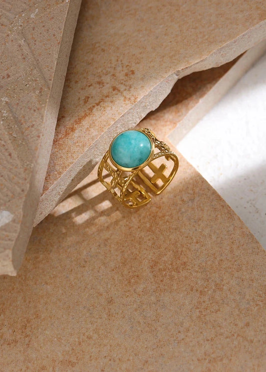 Trendy Ring Blue Stone