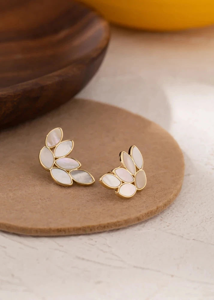 Leaf Plant Natural Shell Earrings