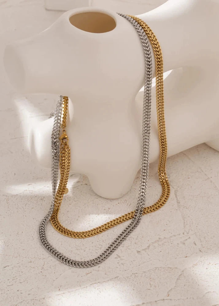 Double Layer Flat Chain Necklace