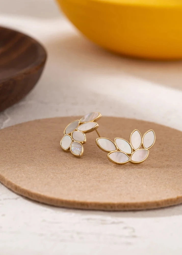 Leaf Plant Natural Shell Earrings