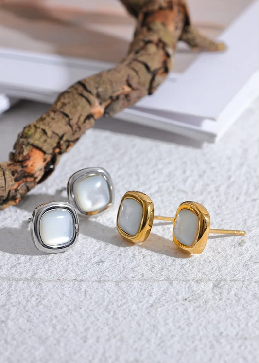 Square Natural Shell Earrings