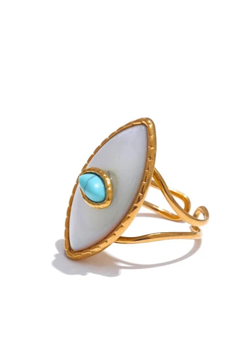 Stone Eye Adjustable Open Ring