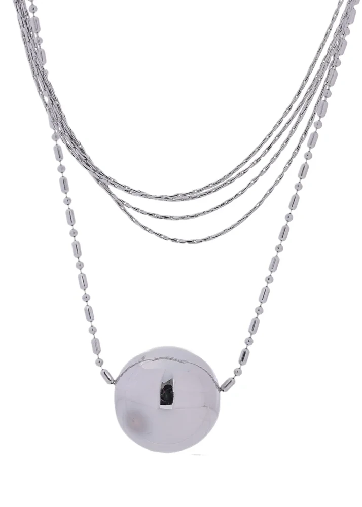 Layered Chain Round Bead Necklace