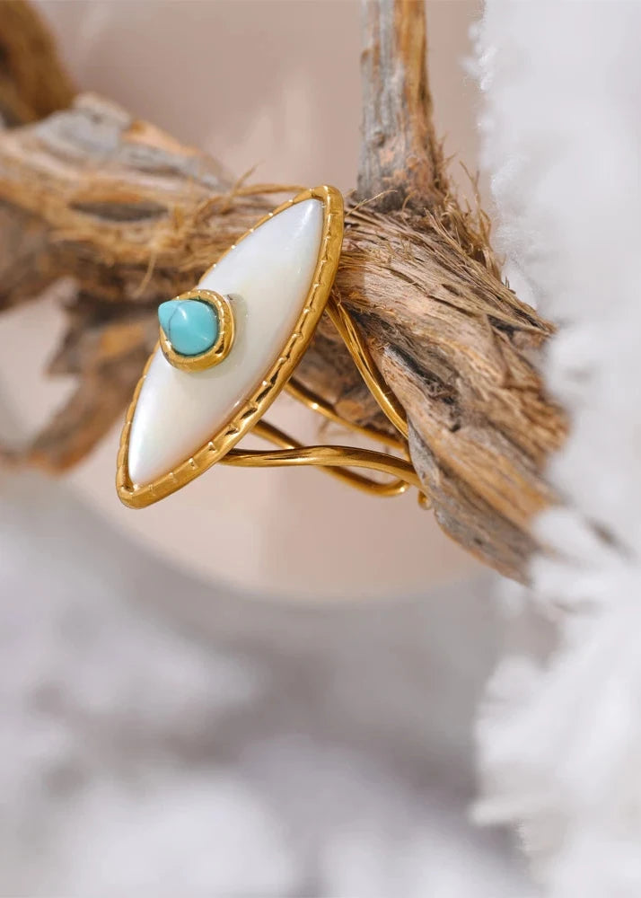 Stone Eye Adjustable Open Ring