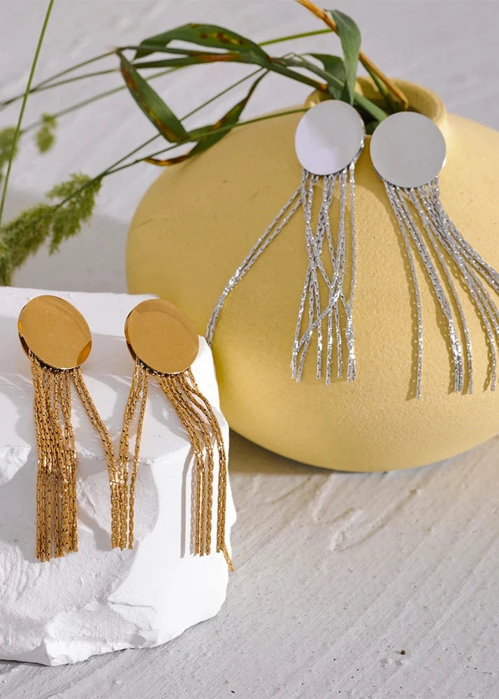 Round Long Tassel Earrings