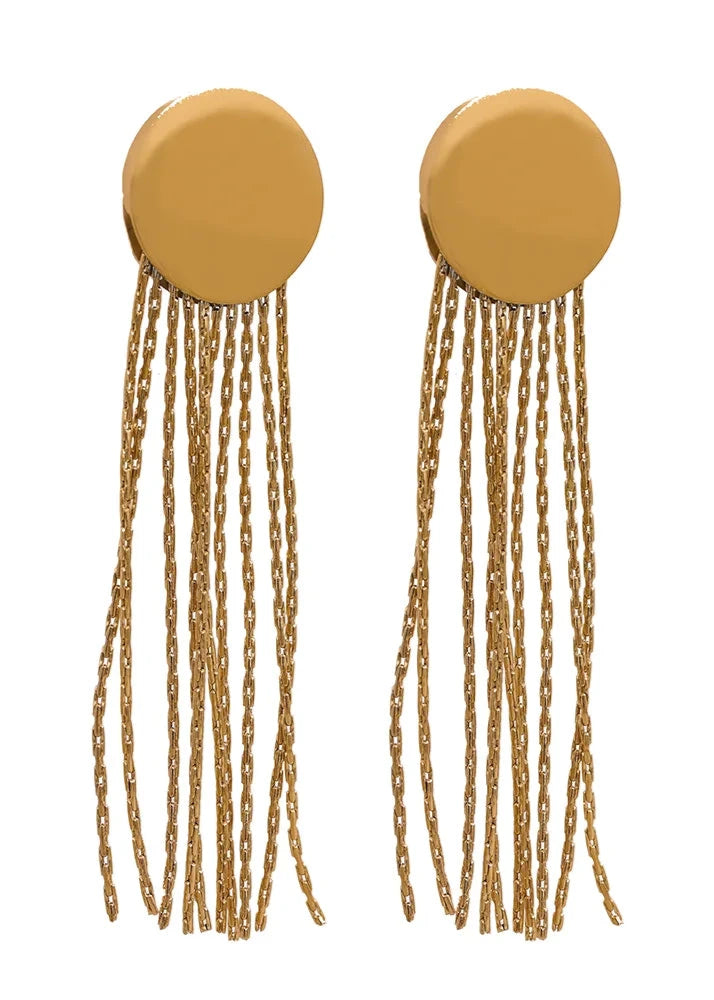 Round Long Tassel Earrings