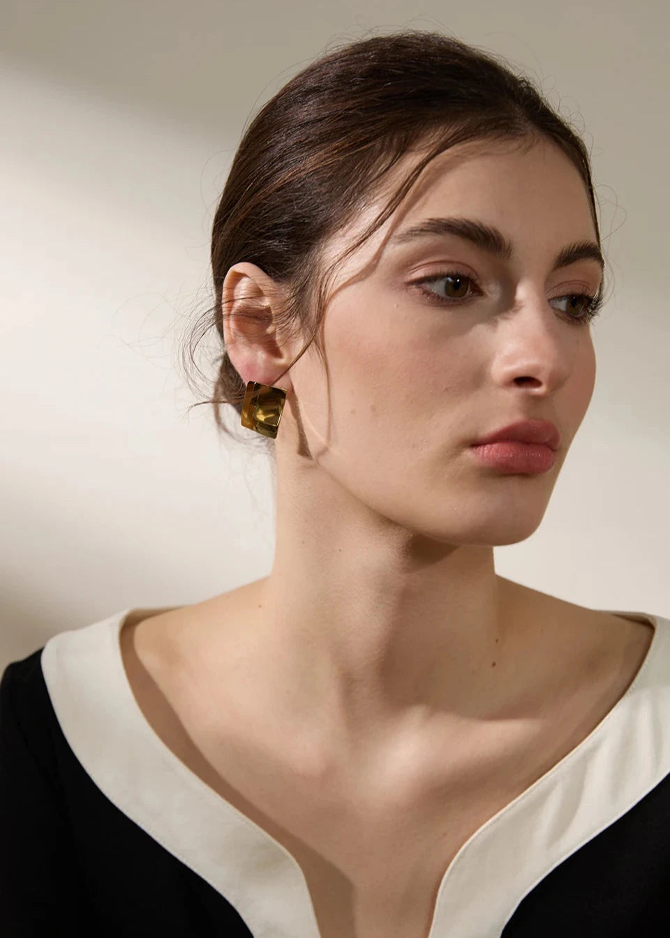 Glossy Square Layered Earrings