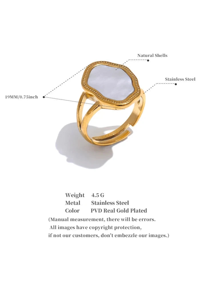 Natural Shell Adjustable Ring